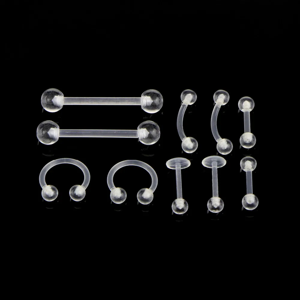 10 шт./компл. для бровей сосков носа языка ушное кольцо акриловая Сережка хряща