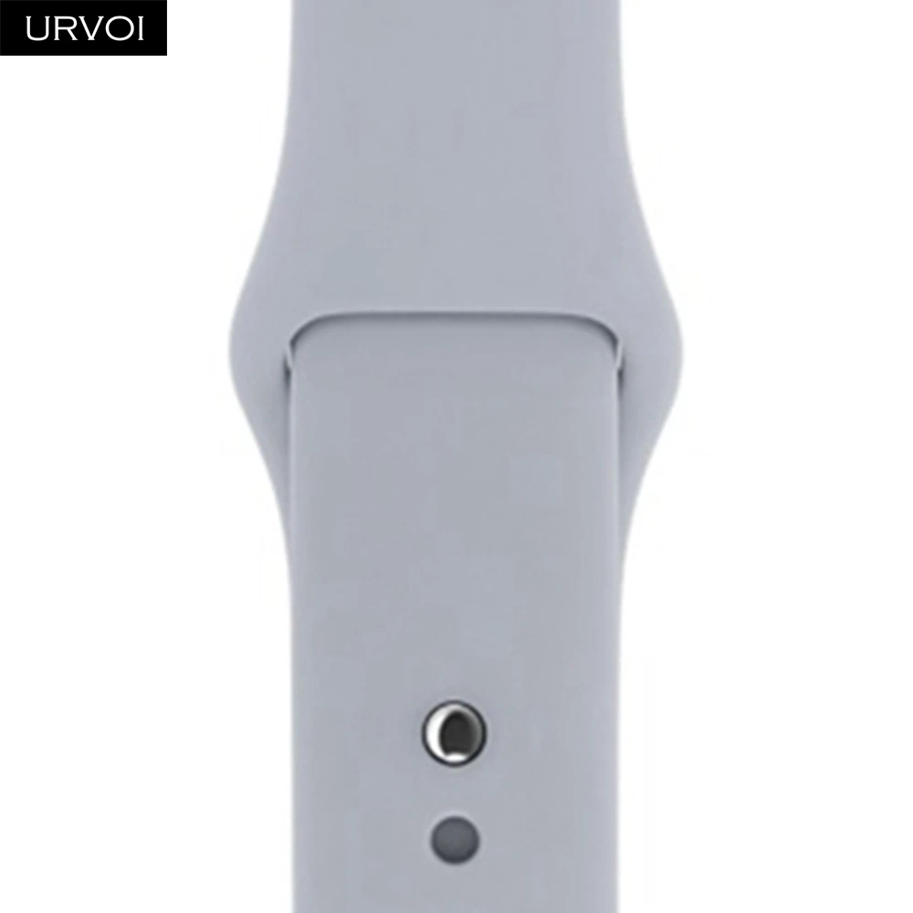 Спортивный ремешок URVOI для apple watch series 5, 4, 3, 2, 1, с застежкой-шпилькой и застежкой, силиконовый ремешок для iWatch, замена, сосна, зеленый - Цвет ремешка: Light Grey
