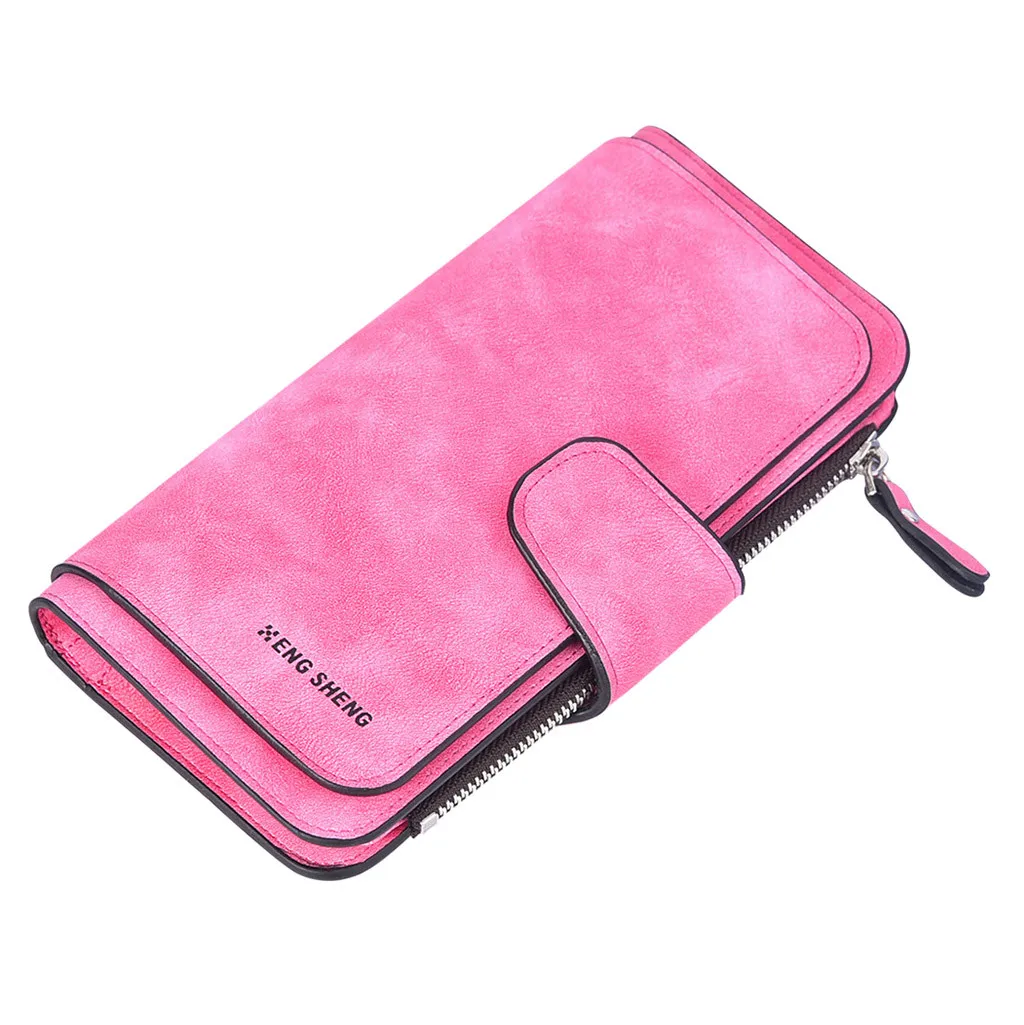 Женская сумка модный Дамский однотонный матовый длинный секционный кошелек с