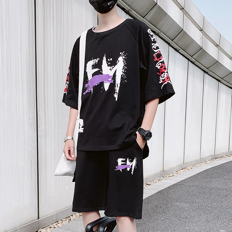 Мужской спортивный костюм уличная одежда футболки с коротким рукавом и шорты