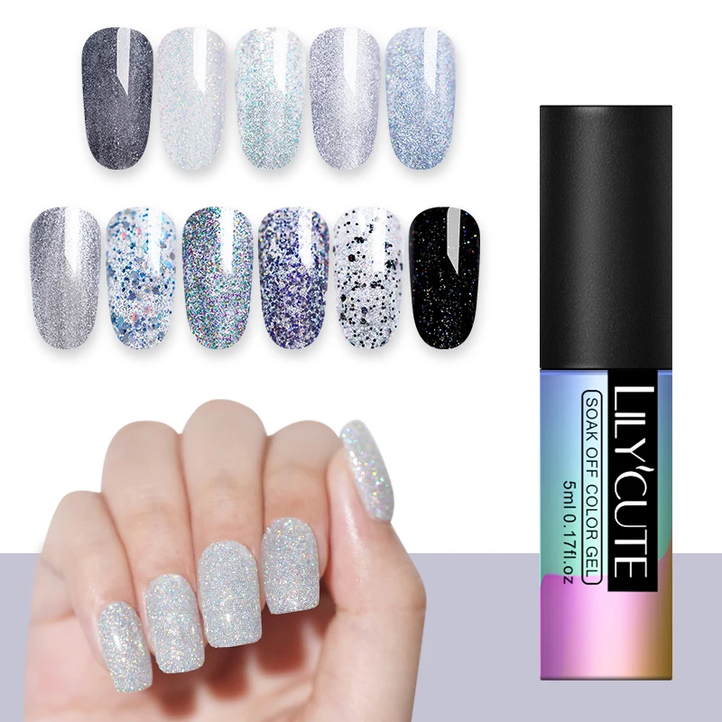 LILYCUTE 175 цветная серия Гель-лак для ногтей розовый блестящий дизайн ногтей УФ-светодиодный Гель-лак для замачивания полуперманентный Гель-лак