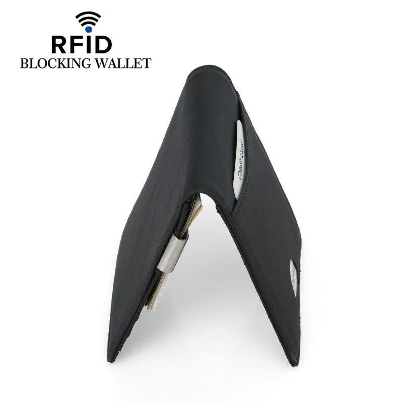 Роскошные мужские кошельки RFID с зажимом для монет и денег супертонкий держатель