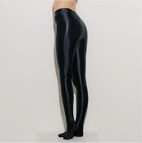 Колготки с высокой талией, масляные блестящие колготки для женщин, атласные сексуальные женские блестящие колготки, глянцевые чулки, женские колготки
