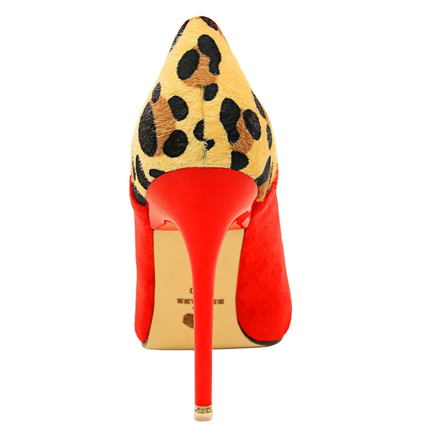 Туфли лодочки женские на высоком каблуке пикантные туфли из флока с леопардовым