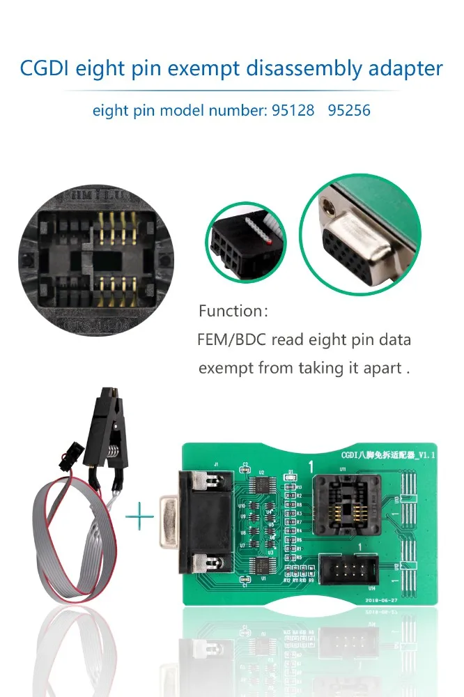 Чип для чтения с 8 футами адаптер зажимом XP 5 60/5 74/5 84 XPROG Box ECU Программатор и USB