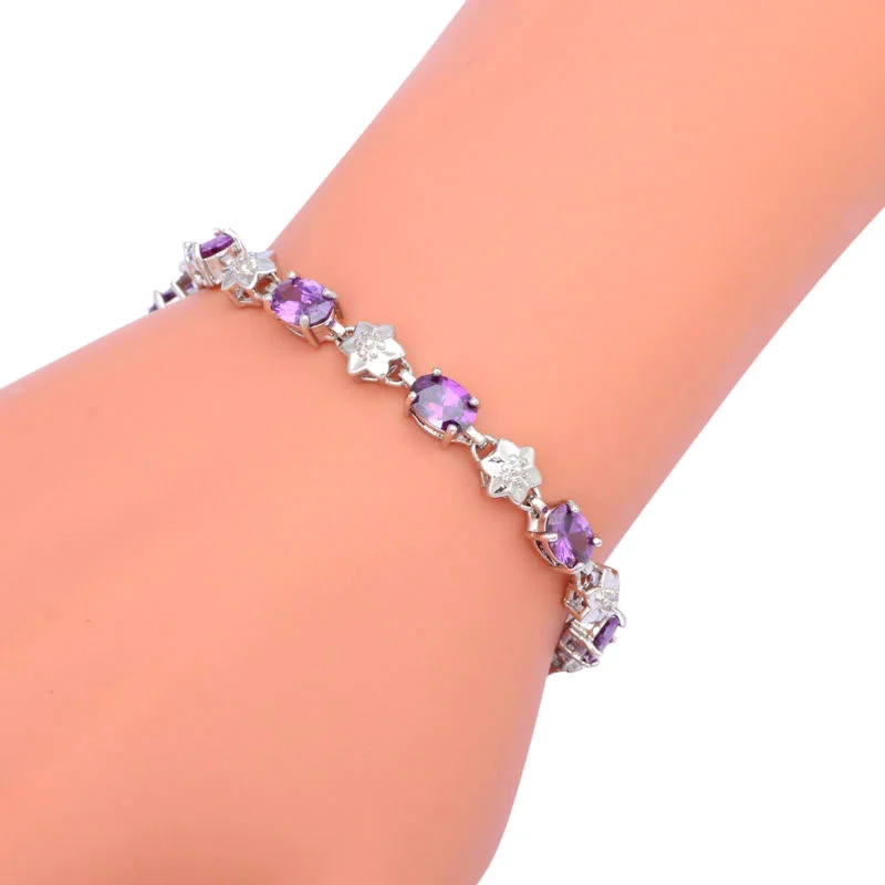 ROLILASON элегантные Циркон ювелирные изделия партии товаров Фиолетовый Кристалл