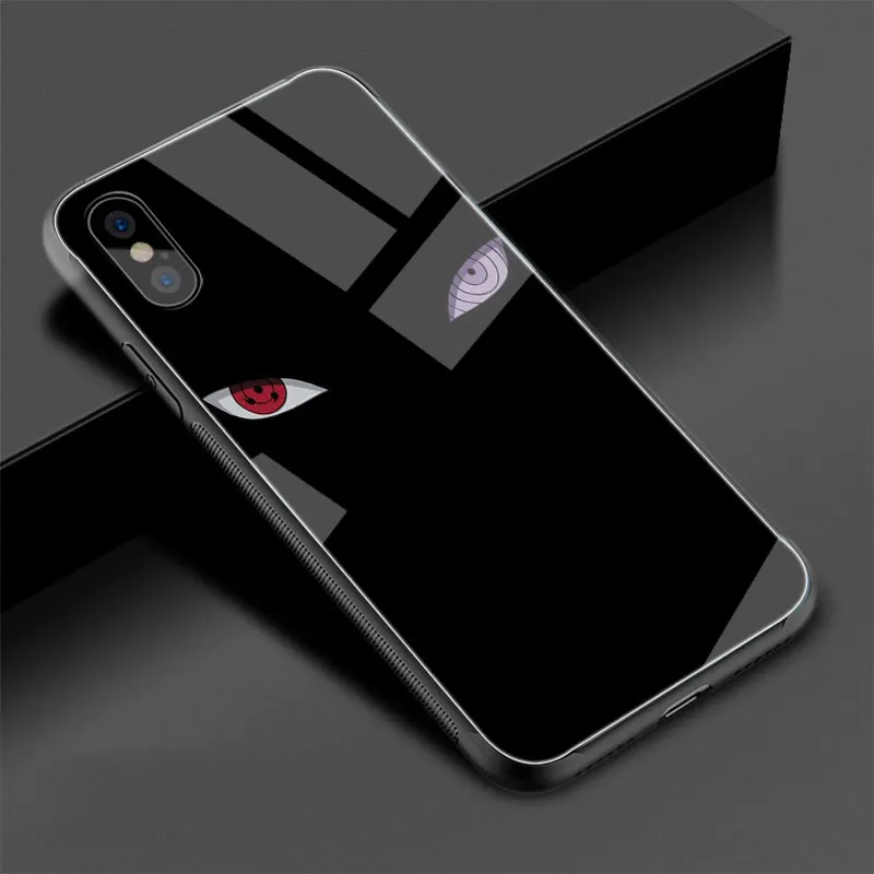 Черный чехол из закаленного стекла ТПУ с аниме Наруто для iPhone 11 Pro X или 10 8 7 6 6S Plus Xr Xs Max