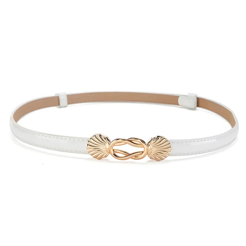 Модный милый женский ремень из лакированной кожи два слоя воловьей L97cm W1.5cm цвет