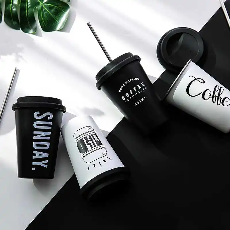 

Stainless Steel Coffee Mugs Coffee Mugs Thickened Tea Cups Big Travel Mug Camping Mugs Coffee Cup With Lid Straws Drinkware