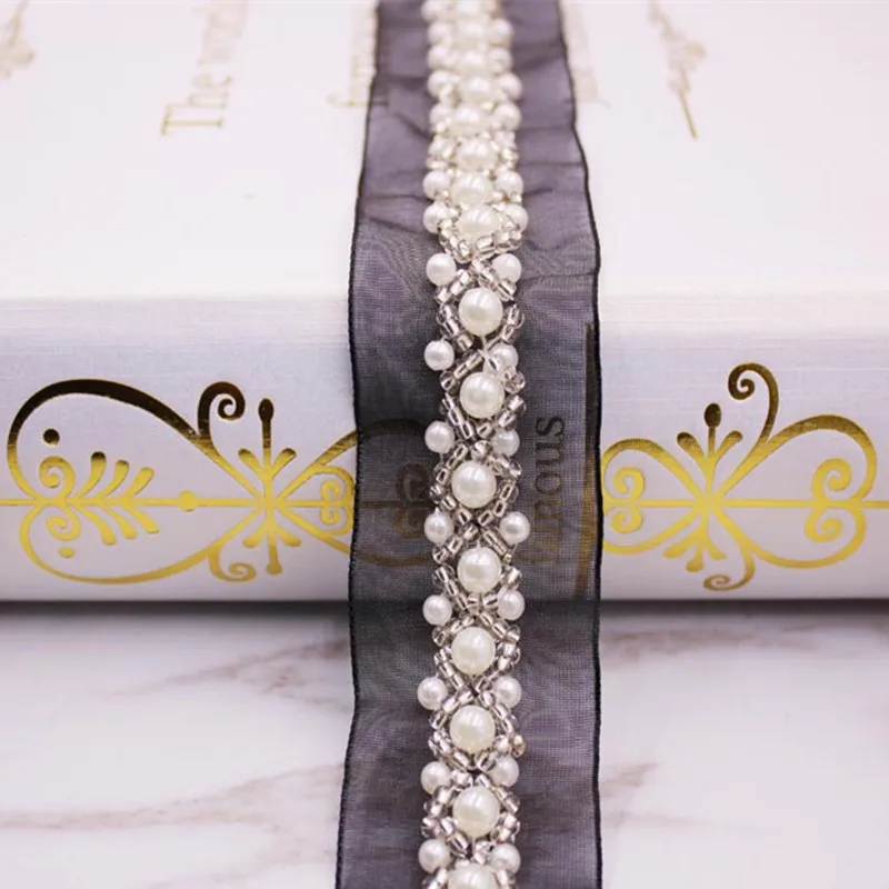 10 ярдов искусственный жемчуг бисером кружевная отделка высокое качество костюм