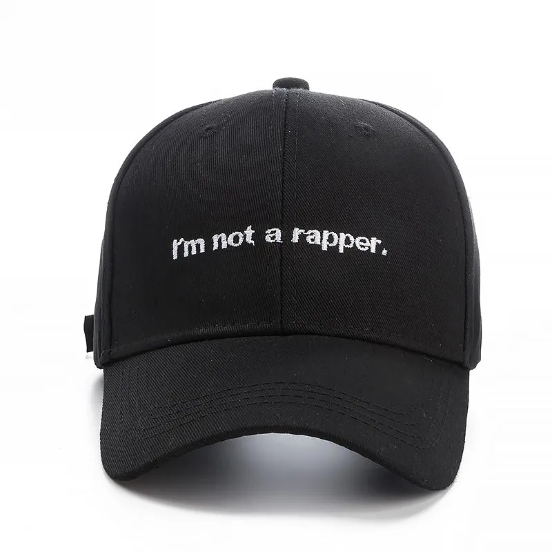 Высококачественная брендовая бейсболка с надписью i'm not a rapper Snapback, хлопковая бейсболка для взрослых мужчин и женщин, хип-хоп шляпа папы костяная Garros - Цвет: Черный