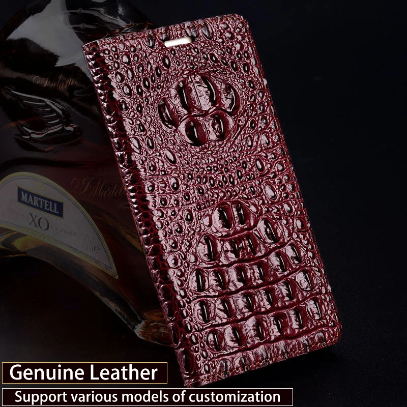 Wangcangli Genuine Leather Flip Case For iPhone 8 X Crocodile Back Texture Phone Cover 6 6S 7 Plus Cases | Мобильные телефоны и