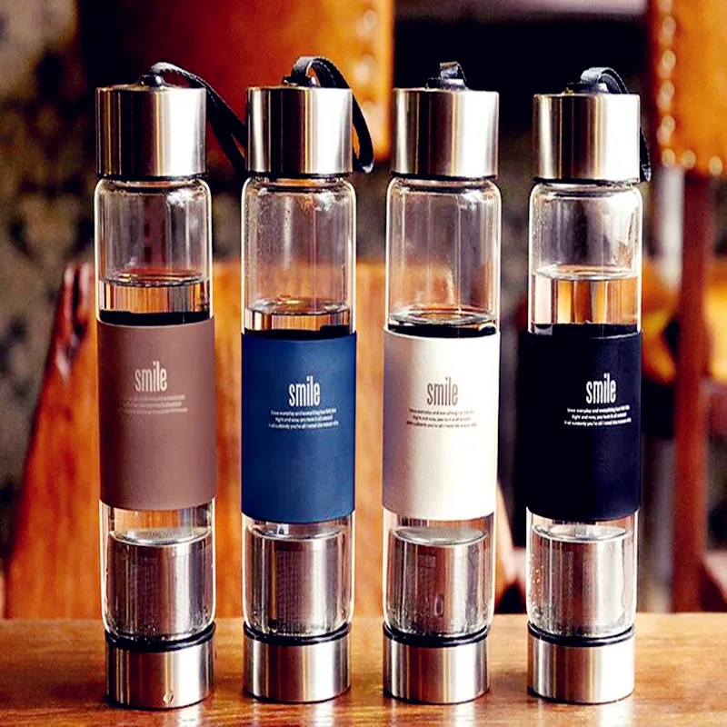 

creative quality glass travel mug anti scald bubble tea infuser mug