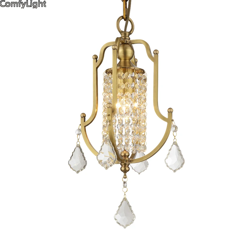 Хрустальная светодиодная медная Подвесная лампа потолочный светильник для
