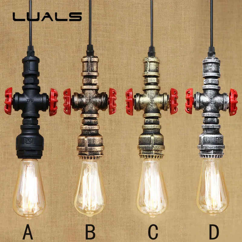 

2 pcs Nordic Country Style Vintage Pendant Light metal Water pipes Pendant Lamp Cafe Bar Creative Edison Lamps Art Deco Lighting
