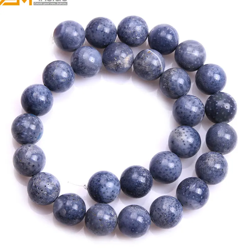 Круглые синие Коралловые шарики с драгоценными камнями для изготовления