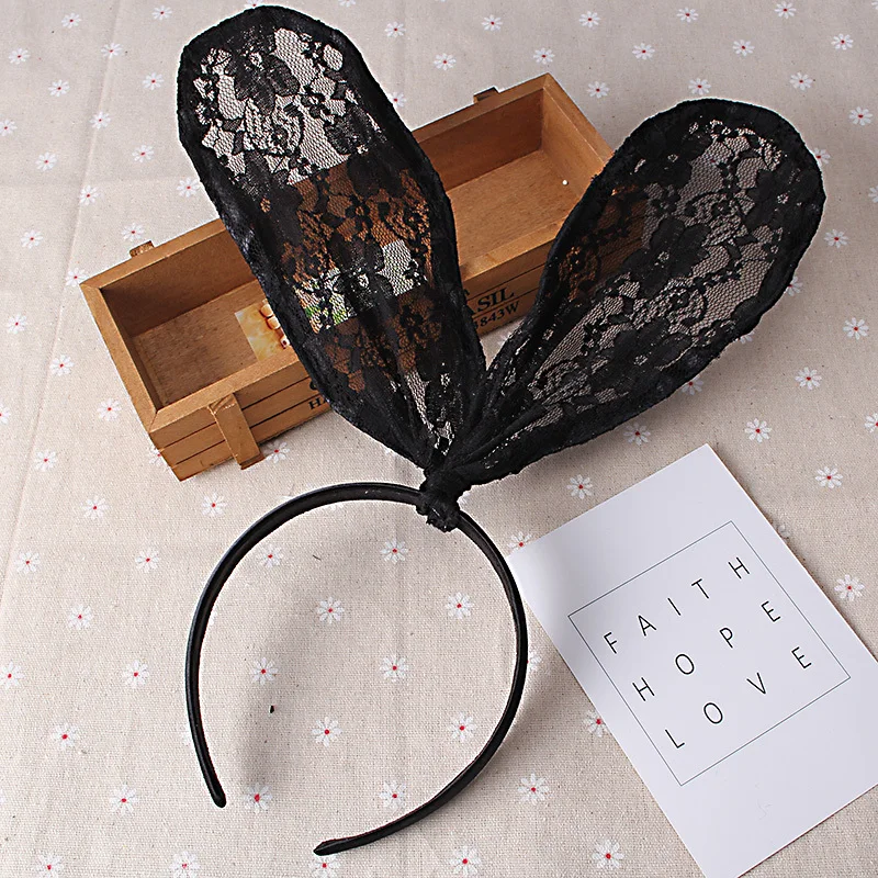MISM Cute Flower Lace Bunny Hairband Women Korean Headband Sexy Ears Girls Female Party Prom Hairpins Hair Accessories | Аксессуары для