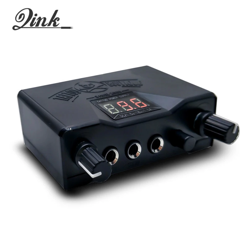 

QINK Mini Skull Tattoo Power Supply Permanent Makeup Tools Double Dual LED 3 Digital Display Tattoo Supply for Rotary Machine