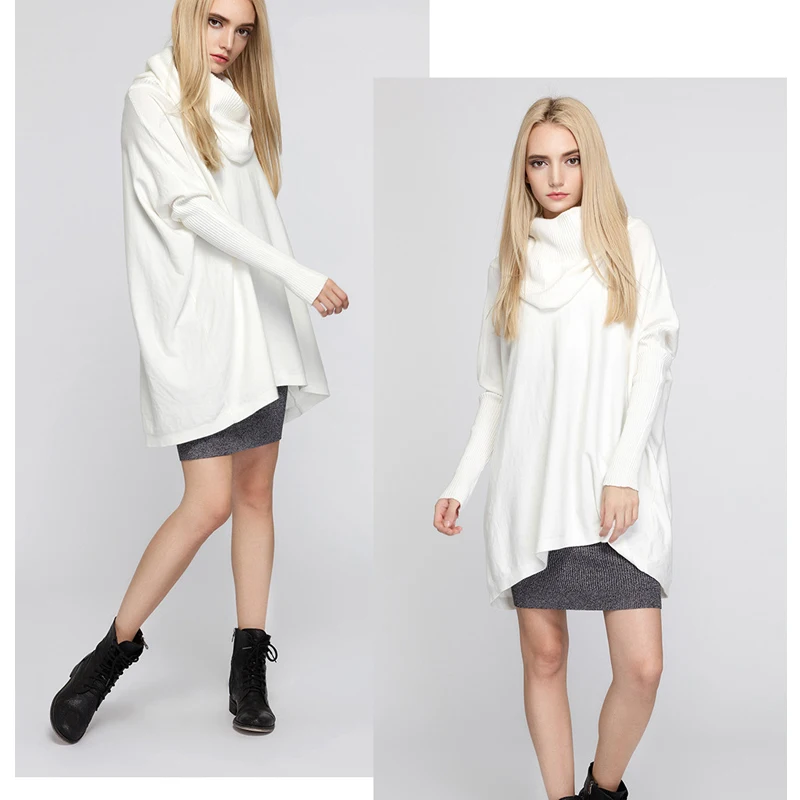2017 Women Winter Sweater Bat Sleeve Shirt Woman Long Sleeved Turtleneck Coat Color Code Leisure | Женская одежда