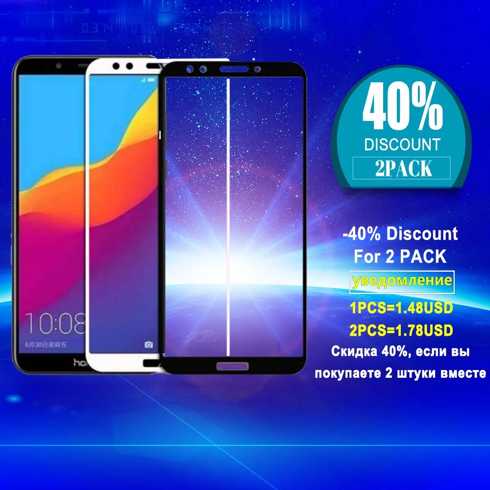 Защитное стекло Y7 для Huawei Y5 Y6 Prime 2018 закаленное Huaweii Y 5 6 7 5Y 6Y 7Y Y7Prime защита экрана
