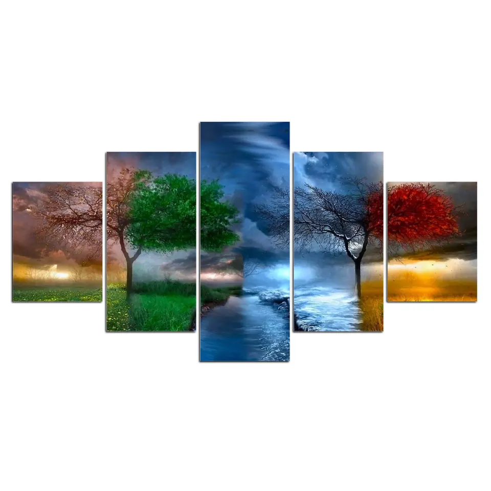 5 шт. настенные картины на холсте с изображением дерева|picture for living room|wall pictures5 piece