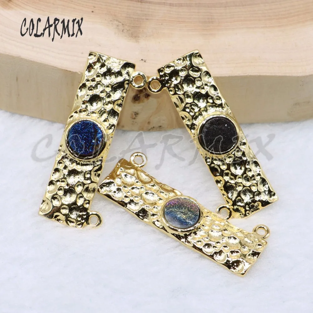 Wholesale rectangle pendant &ampdruzy stone for jewelry making fashion Gold color metal &ampBlue lady 4640 | Украшения и