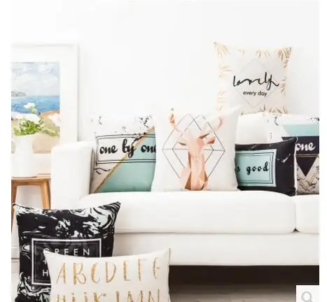 

European style deer cushion cover geometric pillowcase sofa decorative throw pillow covers household decor marble pillow case
