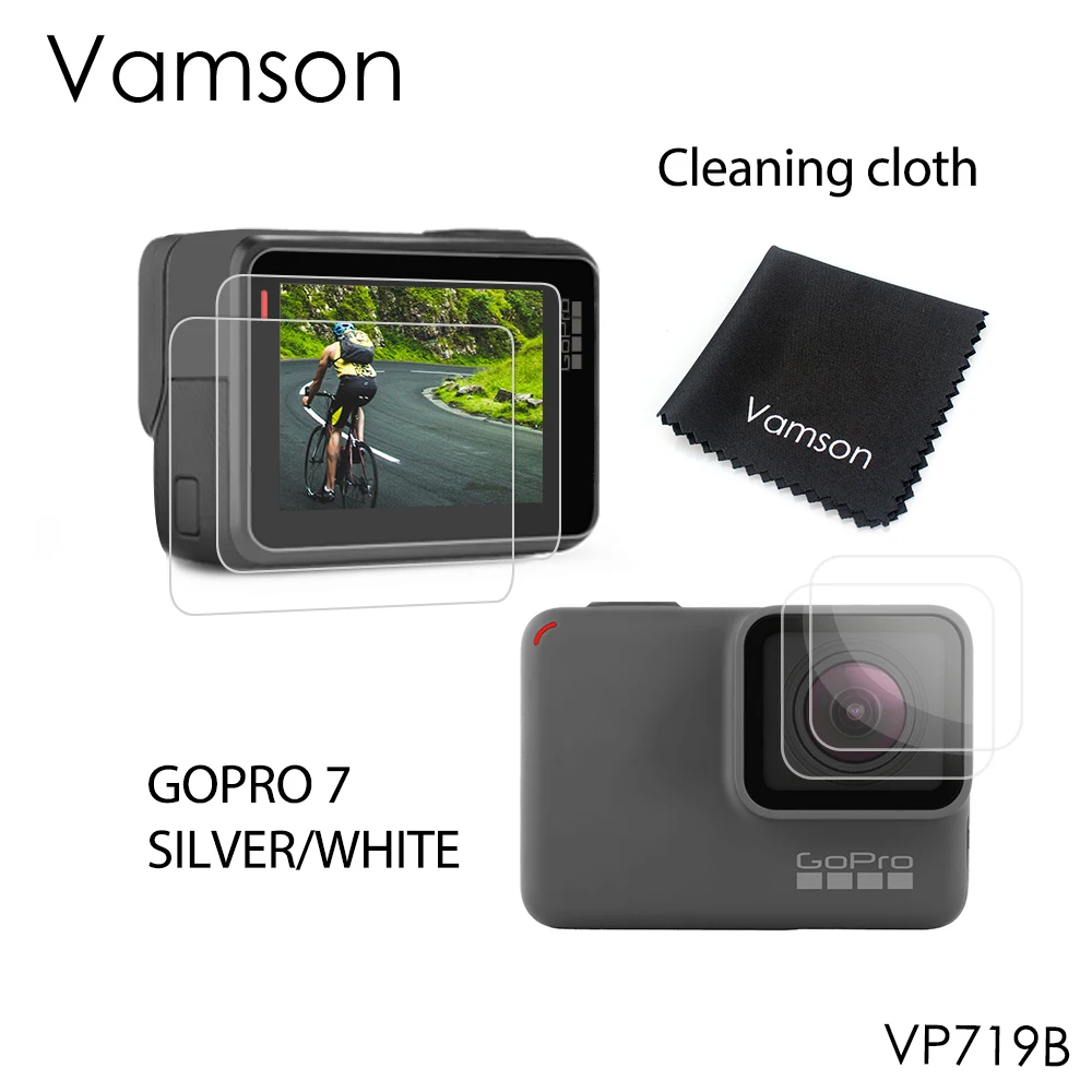 

Защитная пленка для экрана для GoPro Hero 7, серебристое/белое закаленное стекло, Защитная пленка для ЖК-экрана, аксессуары для камеры VP719