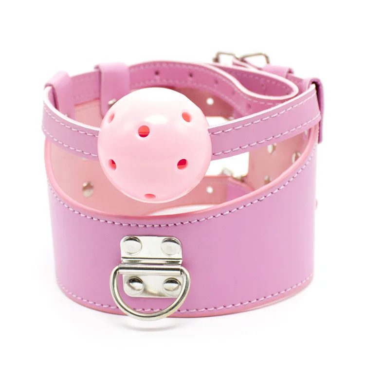 Ошейник с поводком китайский и полый кляп Твердый Рот мяч искусственная кожа