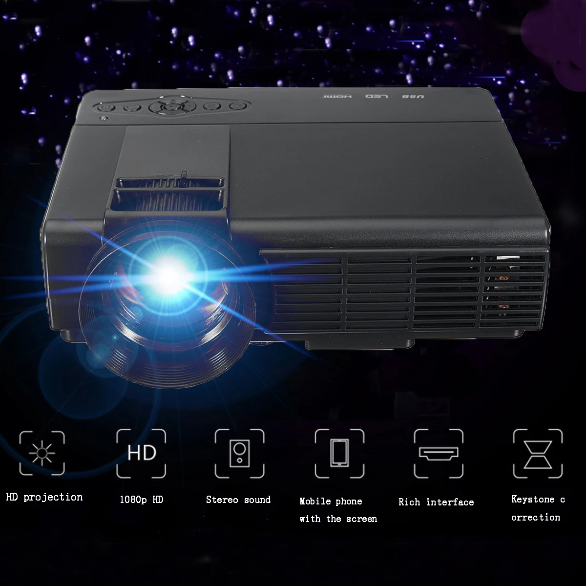 50 люмен 3D 1080P проектор Full HD Домашний кинотеатр мультимедийный VGA USB HDMI светодиодный мультимедийный ЖК-проектор VGA
