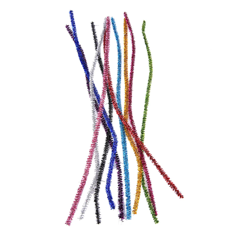 100 шт. металлические стебли синели плюшевые палочки ассорти блестящие трубки для