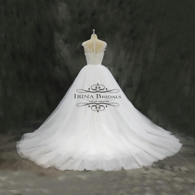 Реальные фотографии свадебное платье Русалочки с рукавами-крылышками и