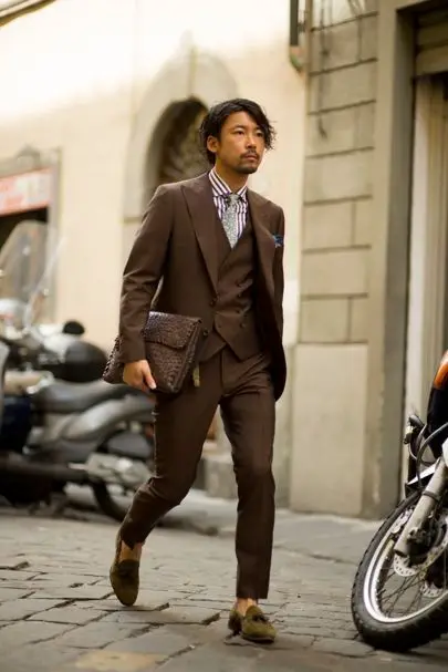 

2017 Latest Coat Pant Designs Dark Brown Men Suit Slim Fit 3 Piece Tuxedo Groom Style Suit Custom Prom Blazer Terno Masculino