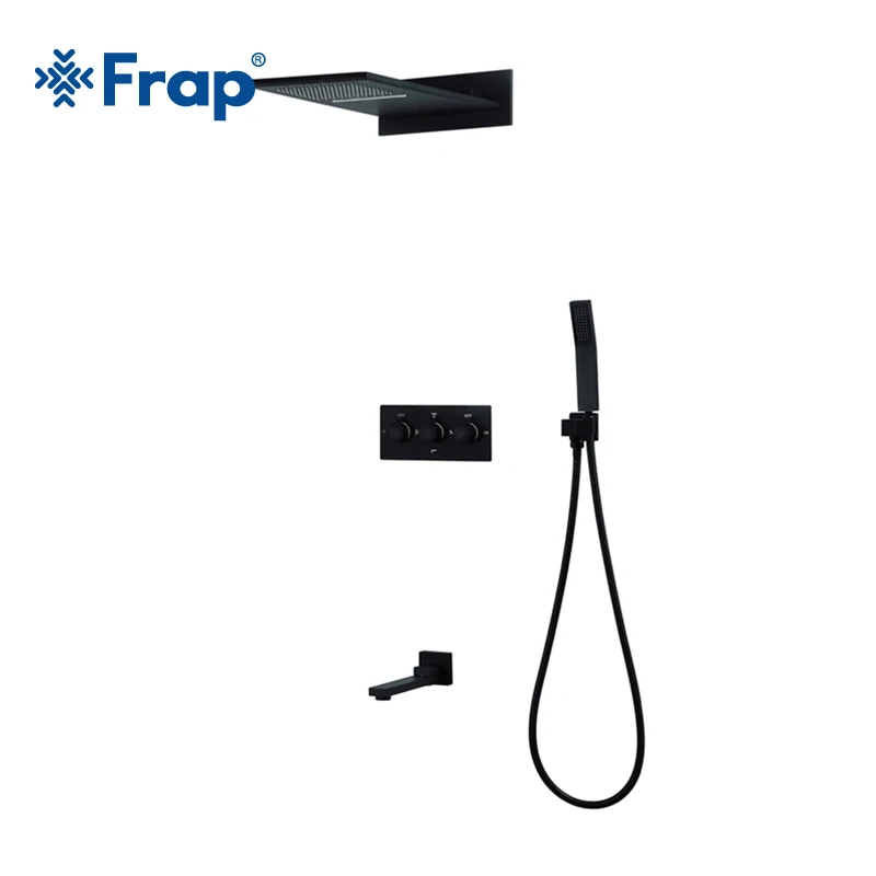 Frap черный хромированный смеситель для душа настенный скрытый латунный массажные