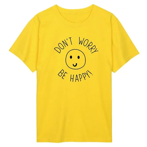 Надписью Don't worry be happy футболка Пижама для женщин мужчин обувь девочек и
