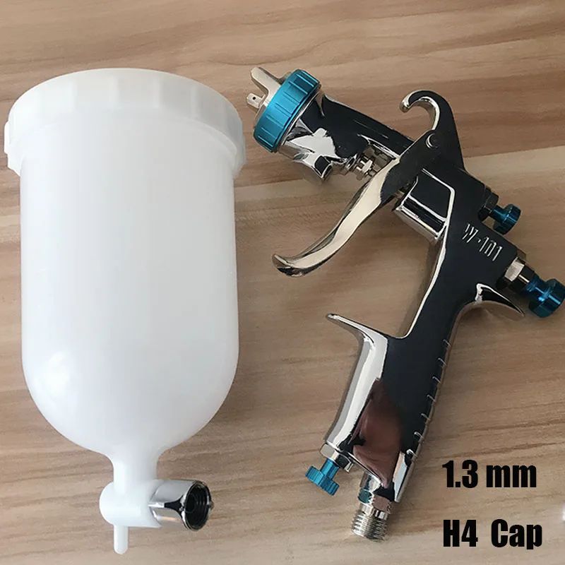 1.3mm H4 CAP Пластиковые 400cc чашка пистолет-распылитель W-101 воздуха распылительный пистолет ручной пистолет-распылитель, 1,0/1,3/1,5/1,8 мм наивысшего качества, W101 распылительный Воздушный пистолет-распылитель - Цвет: 1.3mm H4 CAP