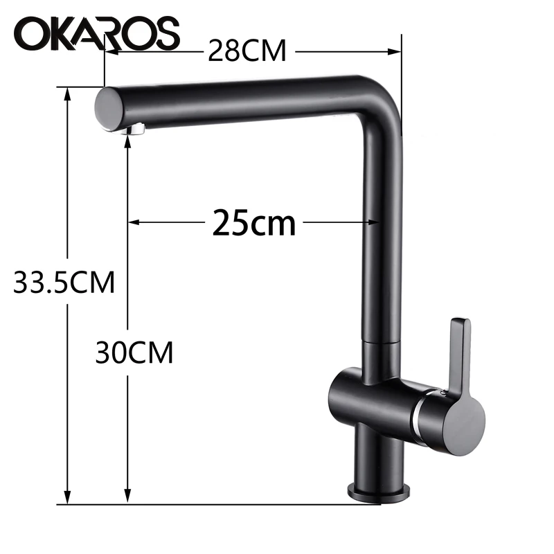 OKAROS смеситель для кухонной раковины латунный с черной пластиной питьевой воды