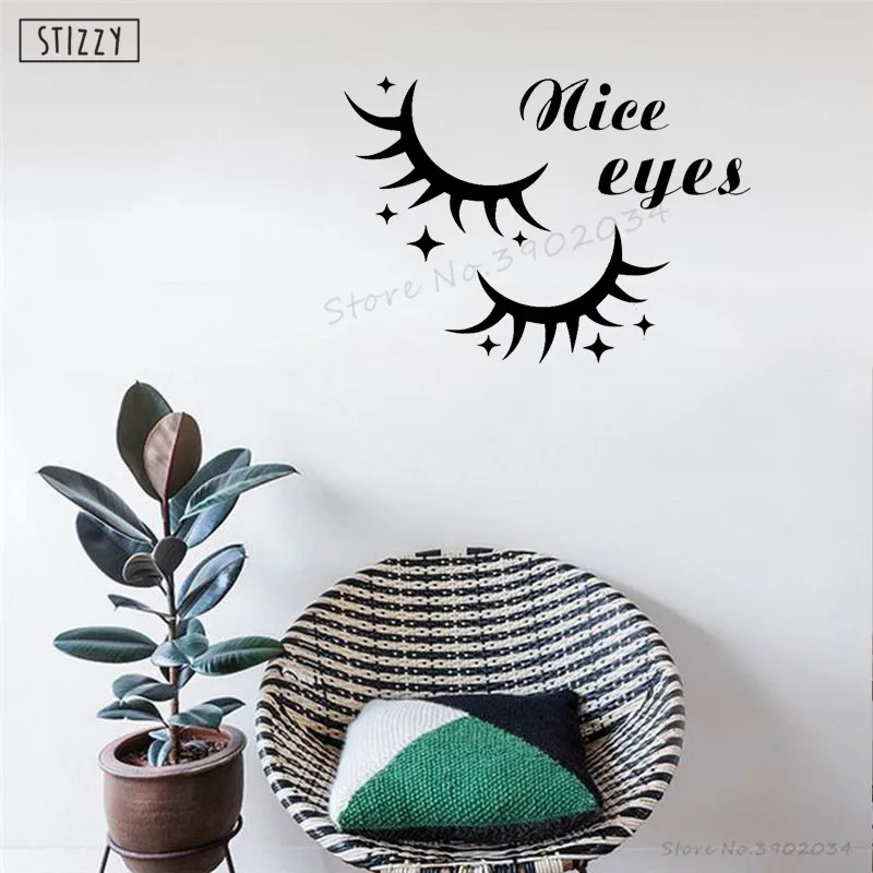 STIZZY Wall Decal Girls Beauty Salon Vinyl Sticker Eyelashes Quote Modern Fashion Woman Eyes Window Decor Interior DIY A493 | Дом и сад