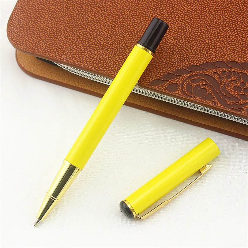 Роскошная качественная желтая металлическая Фирменная шариковая ручка с