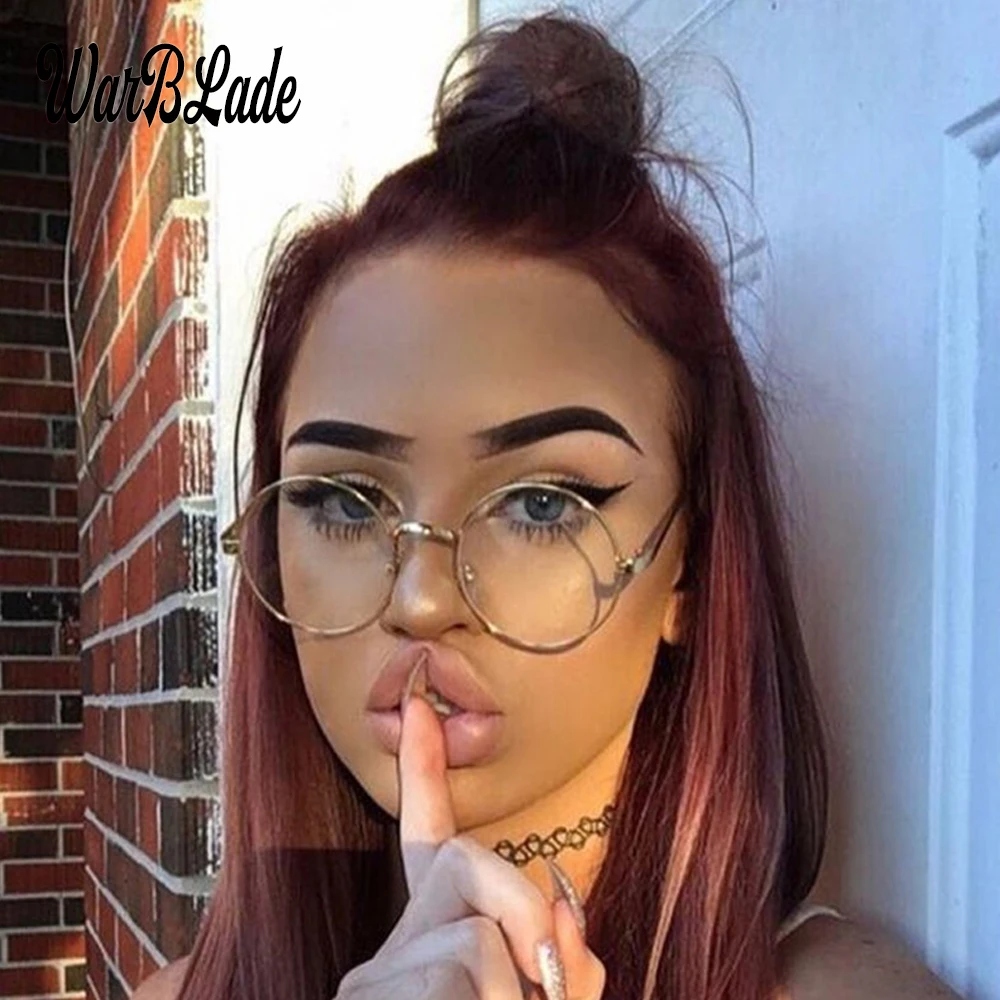 Женский модный круглый металлический оправа для очков прозрачные линзы