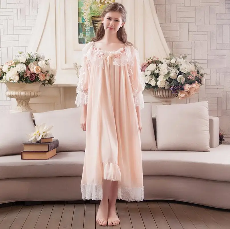 Милый кружевной халат принцессы комплект весенне летняя ночная рубашка из двух