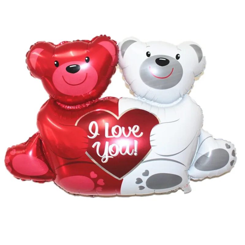 

100*70cm Double Bears Hug Heart " I Love You" Foil Balloons Wedding Party Decoration Helium Balls Air Ballon