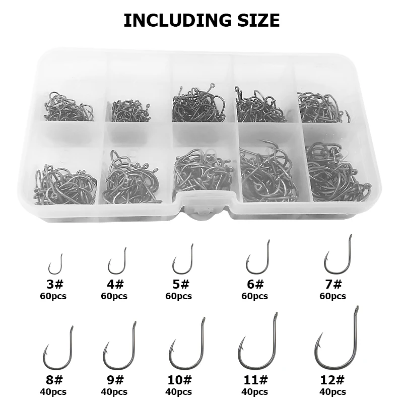 500Pcs Iseama Barbed Fishing Hooks Black Gold Lot Circle High Carbon Steel Sharpened Bait Tackle Strong Fishhook Box | Спорт и