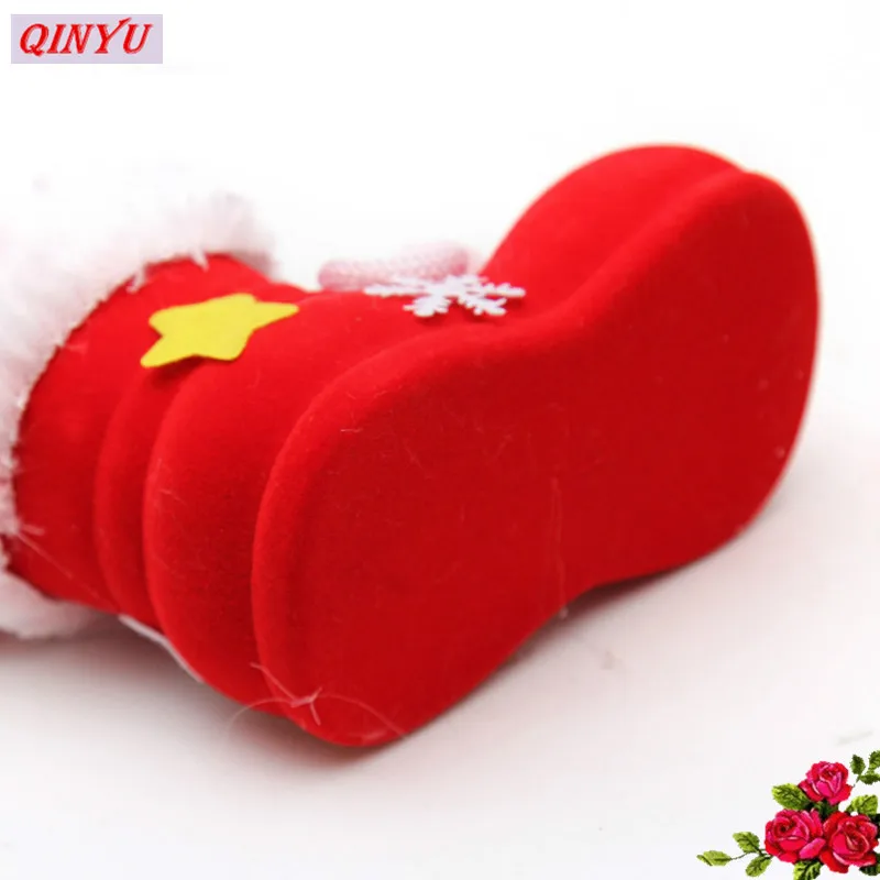 Christmas Boots Flocking Socks (Large Length 14CM High Wide 8CM ) Creative Gift Box of Candy Decorative 6ZHH101-2 | Дом и сад
