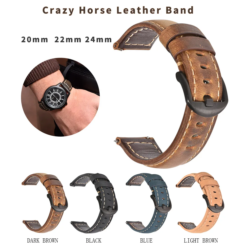 BEAFIRY Crazy Horse ремешок для часов из телячьей кожи 20 мм 22 мм 24 мм Ремешки для наручных часов темно-коричневый светильник коричневый черный синий зеленый ремень