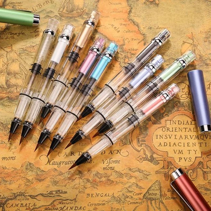 Ручка автоматическая красная металлическая для рисования акварелью ручка