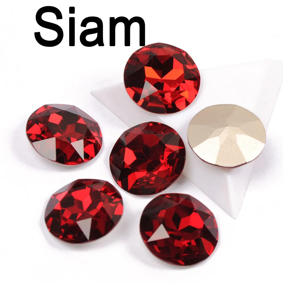 Siam 27 мм Разноцветные пришитые Стразы Rivoli Crystal Strass плоские чатоны с установкой для Подвески для изготовления украшений одежда - Цвет: Siam