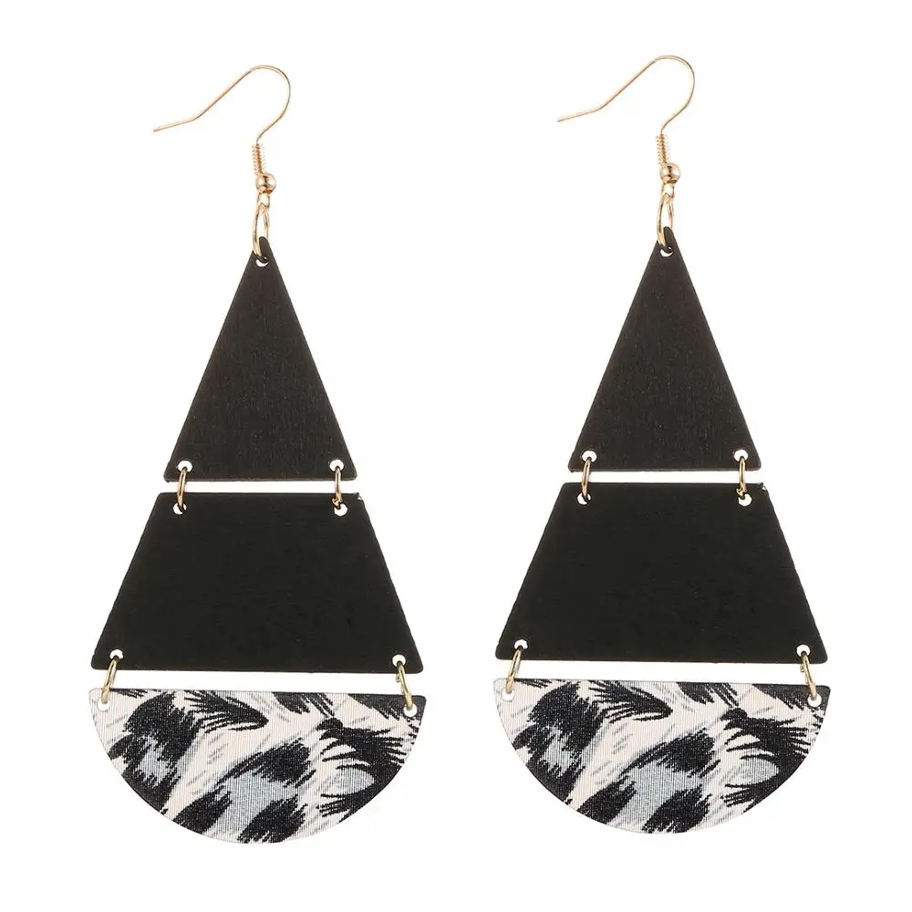 

YULUCH Ethnic Long Wooden Acrylic Statement Earrings For Pop Fashion Women Jewelry 2019 African Indian Boho Big Pendant Earrings