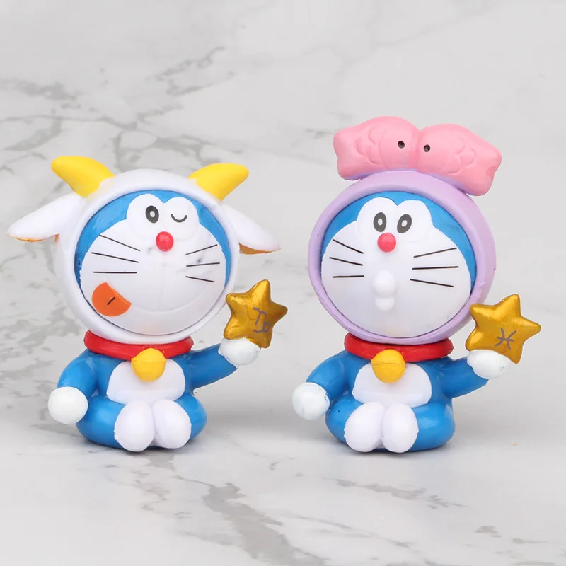 12 шт./лот Doraemon стиль зодиака на машине Рисунок украшения торта фигурки модели