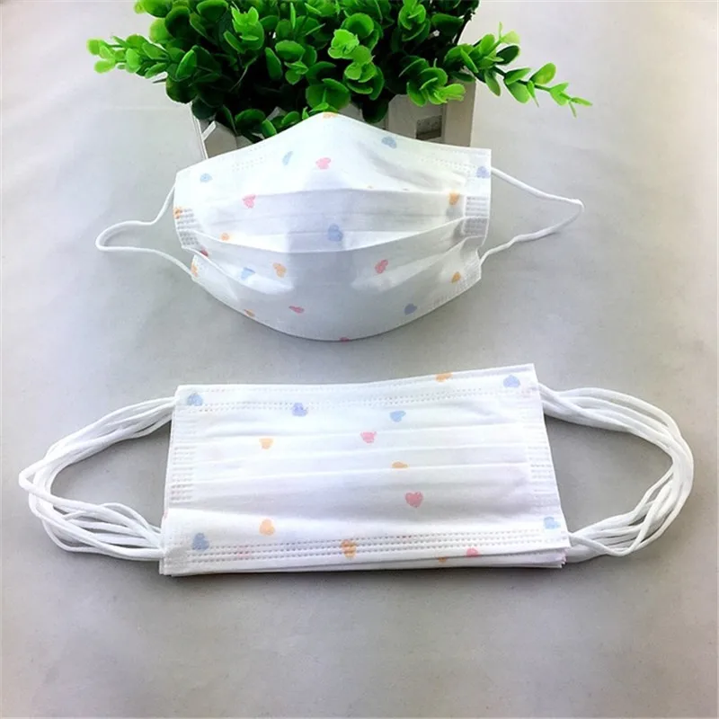 2 10PCS Anti-dust Windproof Disposable Mouth Mask Cute Cartoon Non-woven 3 Layers Anti Haze Adult Printed Masks - Цвет: 2